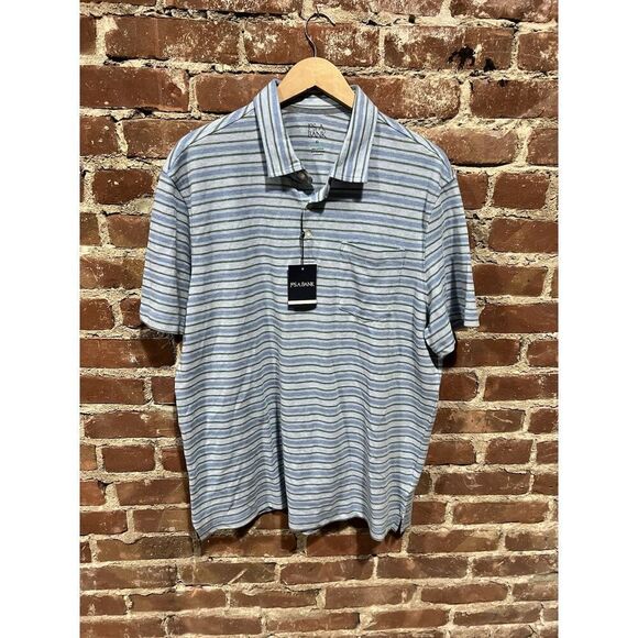 Jos. A. Bank Men's Tailored Fit Reserve Polo Shirt Size XL NWT Striped Blue - Picture 1 of 6